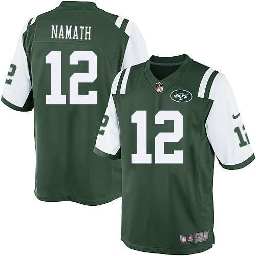 Men's Limited Joe Namath Nike Jersey Green Home - #12 NFL New York Jets